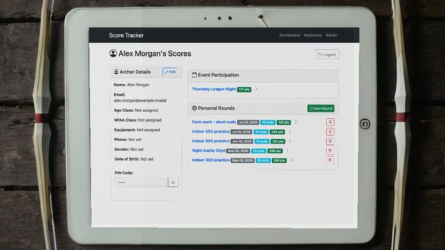 An archer's personal practice history on a tablet